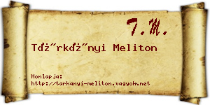 Tárkányi Meliton névjegykártya